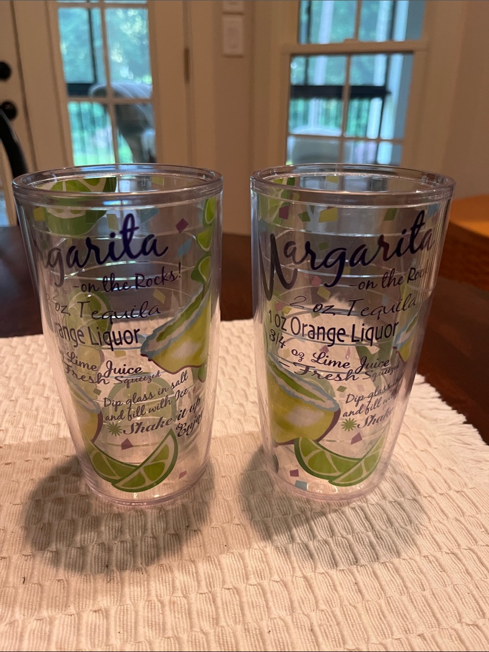 tervis Clear Margarita Tumblers  with margarita recipe - Set of 2